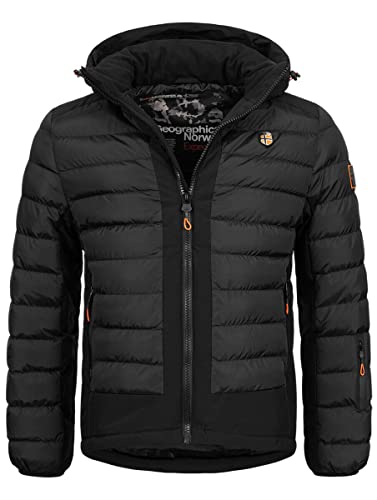 Geographical Norway Winter Jacke Parka Steppjacke Kapuze Kapuzenjacke Parka Outdoor Stepp FvS Production H-H, Farbe:Schwarz, Größe:L