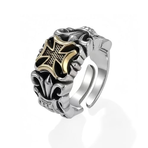 Herren-Siegelring Tempelritter aus Edelstahl/vergoldet Gr