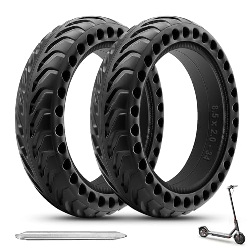 Amitor E Scooter Reifen 8 1/2 x2 Vollgummi für Xiaomi Pro 2, 1S, M365, Pro, Mi3, Vollgummireifen E Scooter 8,5 Zoll mit 1 Reifenheber, Abriebfeste & Pannensichere, Wartungsfrei & Langlebig, 2PCS