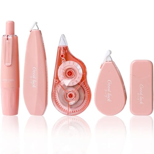 Hyleara 5 Stück Korrekturroller Set, Korrekturmaus Mini White Out Korrekturband, Correction Tape für Schulsachen Aesthetic, Korrekturroller Mini Für Schüler, Büro, Hause(Rosa)