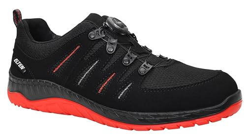 ELTEN Sicherheitsschuhe Maddox BOA Black-red Low ESD S3S, Damen und Herren, Textil, Stahlkappe, leicht, sportlich 44, Schwarz-Rot