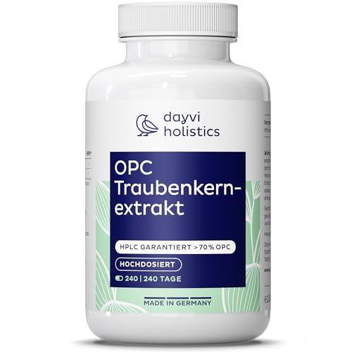 Dayvi Holistics® OPC Traubenkernextrakt Hochdosiert [VEGAN] - Traubenkernextrakt Kapseln - OPC Hochdosiert 350mg pro Tagesdosis - HPLC garantiert  src=