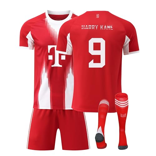Bayern Trikot 25/26 Heimtrikot,9 Kane Trikot mit T-Shirt Shorts Socken für Kinder,Geschenke Für Fußballfans,Atmungsaktiver Stoff - Fan Must Have!