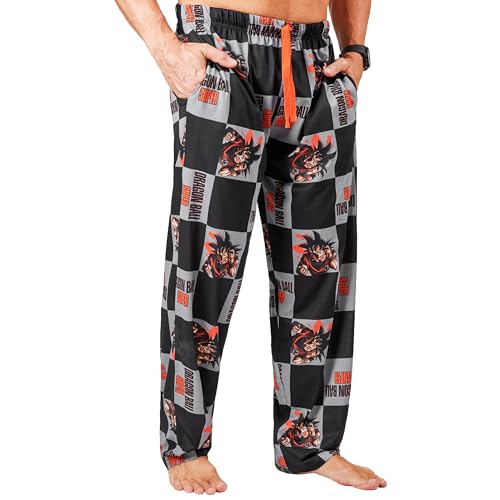 Dragon Ball Z Freizeithose Herren Lang Schlafanzug Hose mit Taschen Son Goku Jogginghose Anime Geschenk für Männer Teenager (L, Mehrfarbig)