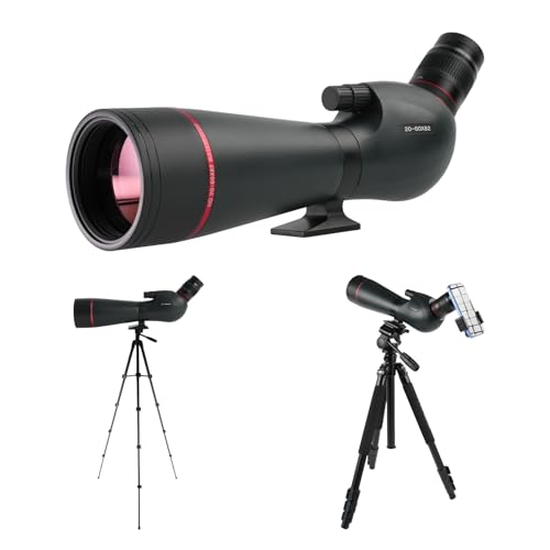 BOSTRON 20-60x82 mm Wasserdicht Spektive für das Zielschießen,HD Spektive mit FMC BAK4-Prisma und 27 mm Okular - für die Vogelbeobachtung mit Stativ in Voller Größe, Tragetasche und Telefonadapter
