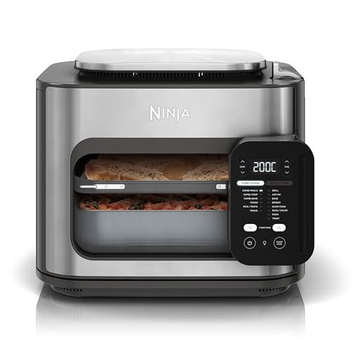 Ninja Combi 12-in-1 Multikocher, Ofen & Heißluftfritteuse, 12 Kochfunktionen, Air Fryer & Grillen Zubereitung in 15 Min*, mit Backblech, Pfanne, Crisper Gittereinsatz, Rezeptanleitung, Grau, SFP700EU.