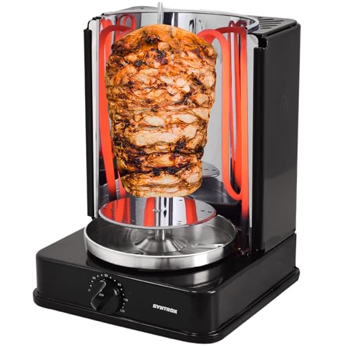 Syntrox Germany Dönergrill mit drehbaren Außenspießen und 120 Minuten Timer Schwarz