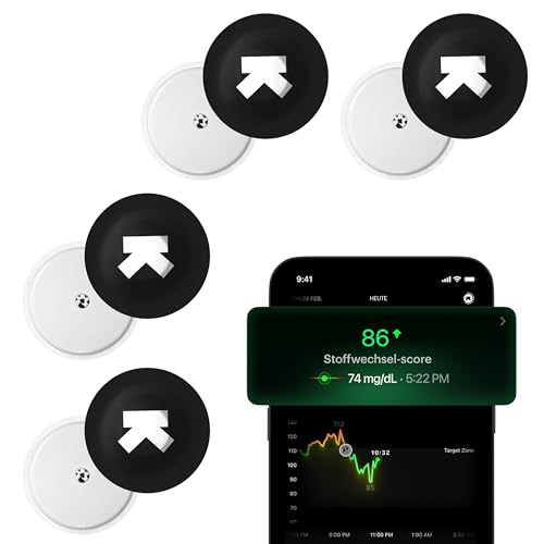 Ultrahuman M1 | Intelligente Glukosemessung per App | Verbessern Lebensstil, optimieren Ernährung | 24/7-Glukosemessung mit fortschrittlichen Freestyle Libre 2 Plus CGM-Sensoren (4 Sensors)