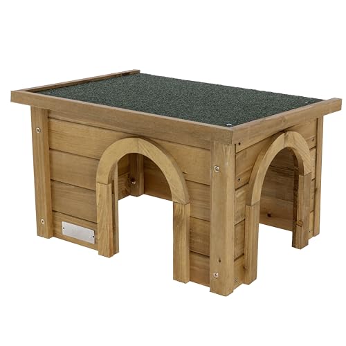 Kerbl Nagerhaus für Kanninchen (Haus aus Spießtanne, mit wetterfestem Bitumendach, Zwei Eingänge für artgerechte Haltung, für Außengehege geeignet, Rückzugsmöglichkeit für Hasen) 82852