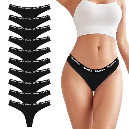 Uizuooy 10er Pack String Tanga Damen Baumwolle Sexy Unterwäsche für Frau Sexy Slip for Women Sportbund Thongs Soft Dessous Thong Mehrpack BL-M-10
