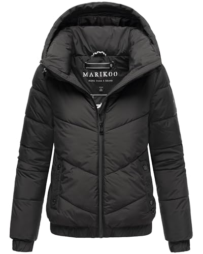 MARIKOO Damen Winterjacke warme Steppjacke mit Kapuze Nayanaa XVI Black Gr. M