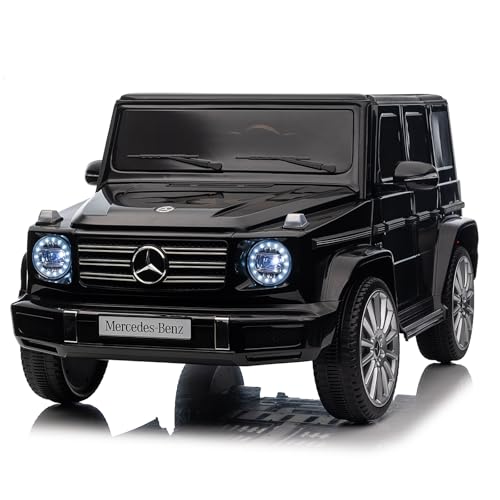 COSTWAY Mercedes Benz G500 Elektroauto für Kinder, 12V Kinderauto Elektrisch mit Fernsteuerung, Elektrofahrzeug mit Hupe Musik LED-Lichtern, Elektro Auto für Kinder ab 3 Jahren (Schwarz)
