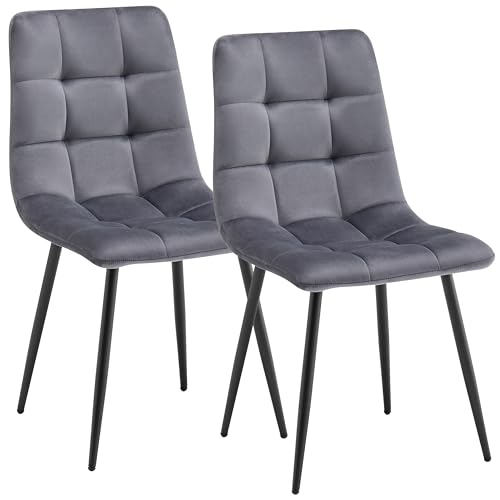 Deuline Esszimmerstühle Essstühle Samtbezug Polsterstuhl Stühle Esszimmer Stuhl Milano 2er-Set GRAU 521251