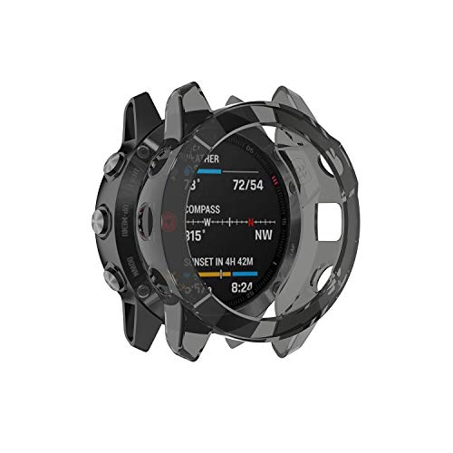 Tencloud Gehäuse Kompatibel mit Garmin Fenix 6/Fenix 6 Pro/Sapphire Schutzhülle Weiche TPU Stoßstangenschale Nur für Fenix 6 Serie (Nicht für Fenix 6S & 6X) (Schwarz)