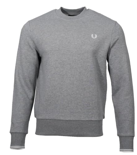 Fred Perry Herren Rundhals Pullover - M7535 (DE/NL/SE/PL, Alphanumerisch, XXL, Regular, Regular, Hellgrau)