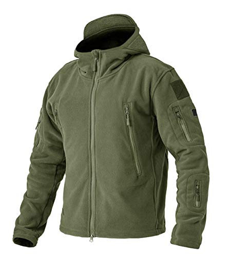 EKLENTSON Herren Warm Fleece Winter Herrenjacke Üergangsjacke Multi-Taschen mit Reisserschluss, (Armeegrün, 3XL)