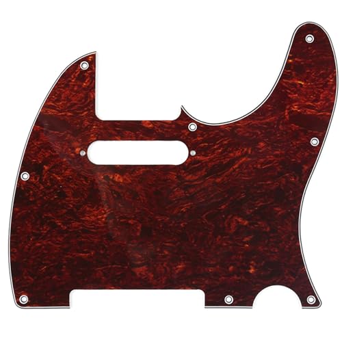 Musiclily 8 Löcher Tele Pickguard Gitarre Schlagbrett für Fender American/Mexican Standard Telecaster Modern Style E-Gitarre,4 lagig Red Tortoise