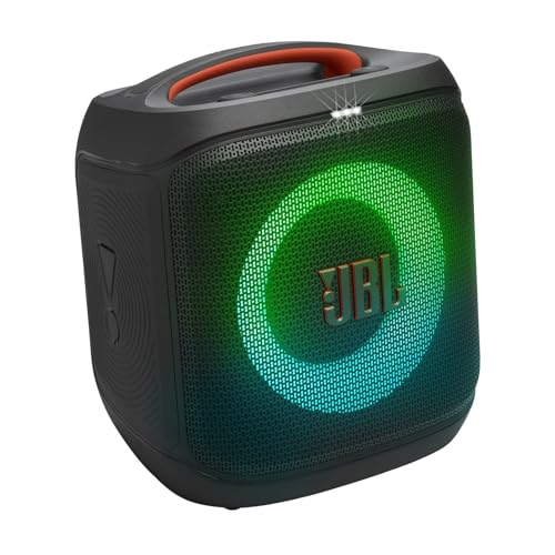 JBL PartyBox Encore Essential 2, kabelloser Bluetooth Partylautsprecher mit Mikrofon, 15 Stunden Spielzeit, IPX4 spritzwassergeschützt, Pro Sound, AI Sound Boost und Auracast Multi-Speaker
