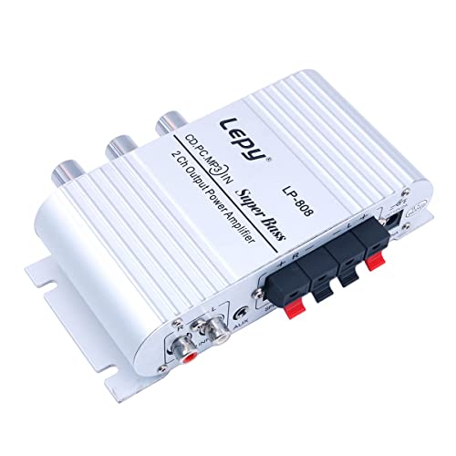 DollaTek LP-808 12V MiNi Tragbarer kabelgebundener HiFi-Verstärker mit 3A-Netzteil für Autotelefon zu Hause - Silber