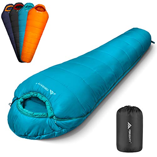 Forceatt Schlafsack, 3 bis 4 Jahreszeiten Deckenschlafsack Schlafsack für Camping, Reisen und Outdoor-Aktivitäten, Erwachsene und Jugendliche in 0 ℃ bis 20 ℃, Wasserdichter-Leicht-Warm-Atmungsaktiv.