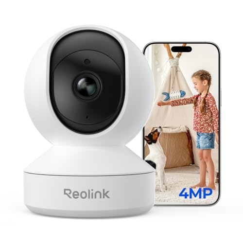 Reolink 2K Überwachungskamera Innen, 360°-Ansicht Indoor Kamera WLAN mit Auto-Tracking, Baby Monitor mit Personen-/Tier-/Weinen-Erkennung, 2,4 GHz Wi-Fi, Privatmodus, 2-Wege-Audio, E1 4MP