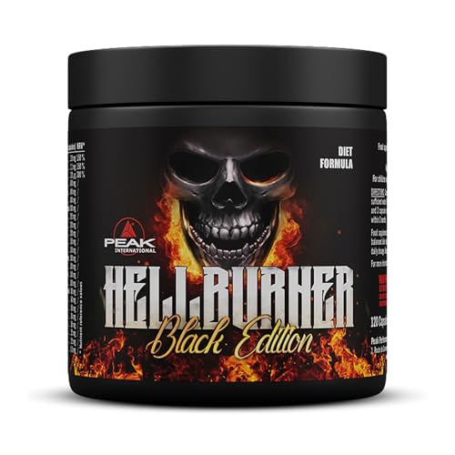 PEAK Hellburner Black Edition - 120 Kapseln I Fatburner I Diätunterstützer mit Koffein, Grüntee Extrakt zum Abnehmen I für einen normalen Fettstoffwechsel & Energiestoffwechsel I vegan