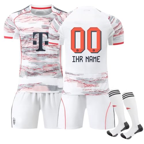Generisch Personalised 25 26 Away Bayern Weiß New Football Jersey Set for Children and Adults Shorts with Free Name Number Trainning Trikot Boys Mens Trikot Kinder Trainning Trikot