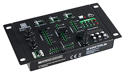Pronomic DX-26 USB MKII DJ-Mixer - 3-Kanal DJ-Mixer - Cue-Funktion für alle Kanäle - MP3-Player - 2x Line/Phono-Kanal - 2x Mikrofonanschluss
