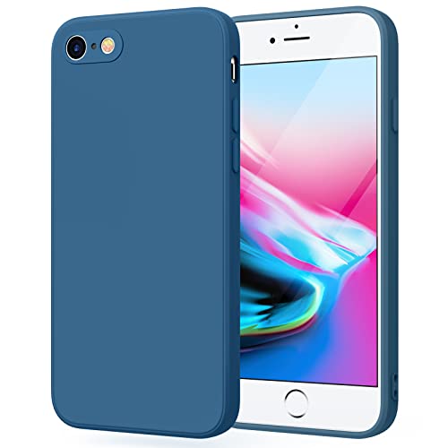 Wanme Hülle für iPhone SE 3/2 (Modello 2022/2020), iPhone 8/7 Hülle, iPhone 8/7 Handyhülle Ultra Dünn Soft Liquid Silikon Rundumschutz Case Cover für iPhone 8/7/SE (Navy Blau)