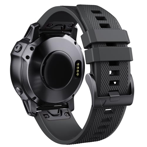 NotoCity Armband für Garmin Fenix 5X /Fenix 5X Plus/Fenix 6X /Fenix 6X Pro/Fenix 7X /Fenix 3 /Fenix 3 HR, 26mm Breite Silikon Quick-Fit Uhrenarmband für Garmin, Mehrfache Farben(Schwarz)
