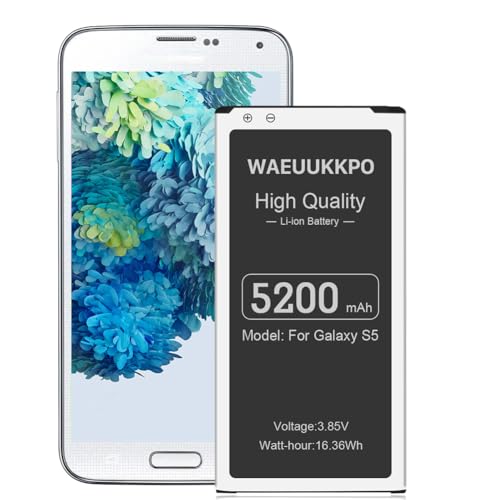 Akku für Galaxy S5, 5200mAh Verbessert Ersatzakku S5 Akku für Samsung Galaxy S5/ S5 Active, G900A AT&T, SM-G900V, G900F, G900H, G900R4, I9600, EB-BG900BBE, EB-BG903BBE