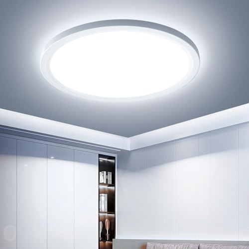 EASY EAGLE Deckenlampe LED Deckenleuchte Flach, 18W IP44 Modern Badezimmer Lampe, 6500K Küchenlampe für Flur Schlafzimmer Balkon Keller, Ø218, 1800LM