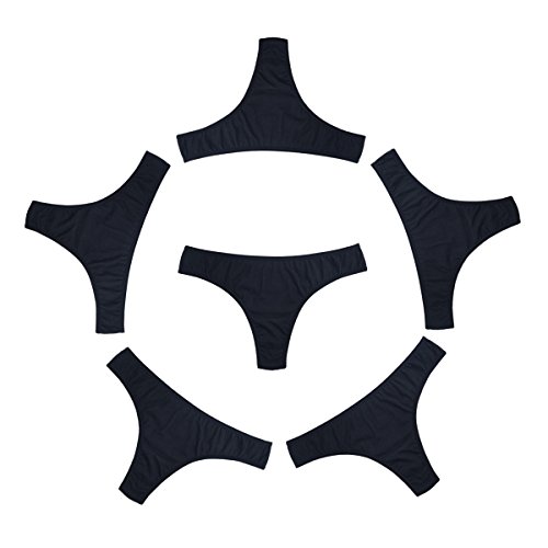 KNITLORD 6er-Pack Schwarz Damen-Strings, Unterwäsche aus Baumwolle, atmungsaktive Unterhosen, Hipster Bikini -XL - Black 6pk