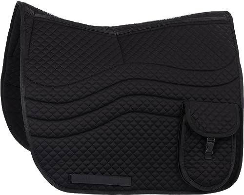 Equinate 2 Zonen Korrektur Schabracke Odessa für Reitpads und Dressursättel S Schwarz - Satteldecke für Pferd und Pony mit Memory Foam Einlagen, Korrekturpad