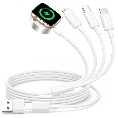 4 in 2 Multi Ladekabel für Apple Watch,iWatch Ladekabel USB C Apple Watch Charger Magnetisch Ladegerät A pple W atch und iPhone L adekabel für a pple w atch 11/10/9/8/7/6/5/SE/Ultra,iPhone/iPad/Galaxy