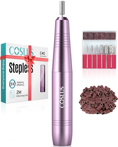 COSLUS Elektrische Nagelfräser für Gelnägel: 20000 u/Min Draht Einstellbare Geschwindigkeit and Drehrichtung Maniküre und Pediküre set,Nagelfeile Fräser für Gelnägel Acrylnägel (Lila)