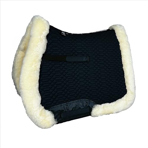 Engel Reitsport | SCHABRA3-VSS-SCH-MED | Schabracke | Lammfell Fully Lined | Steppstoff | Fellkranz rundherum | Vielseitigkeit | Stoff schwarz Fell med.