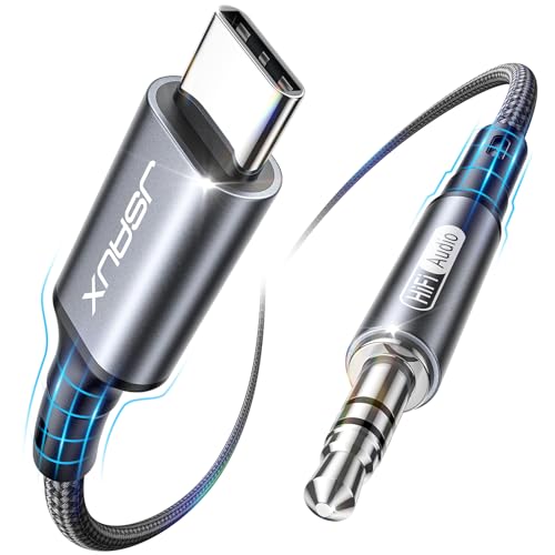 JSAUX USB C auf Aux Kabel 1M, USB Typ C auf Klinke Kabel 3.5mm Audio Aux Dauerhaft kompatibel mit iPhone 17 Air Pro Max/16/15, Galaxy S25/S24/S23 Ultra, iPad Pro, Pixel, Huawei P40, Auto-Lautsprecher
