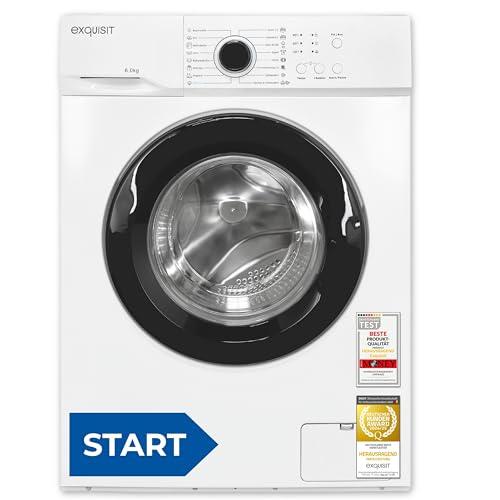 Exquisit Waschmaschine 6kg, Energieeffizienzklasse A, max. 1000 U/min, ECO 40-60, Kurzprogramm, Kindersicherung, 16 Waschprogramme, WA56110-020A weiss