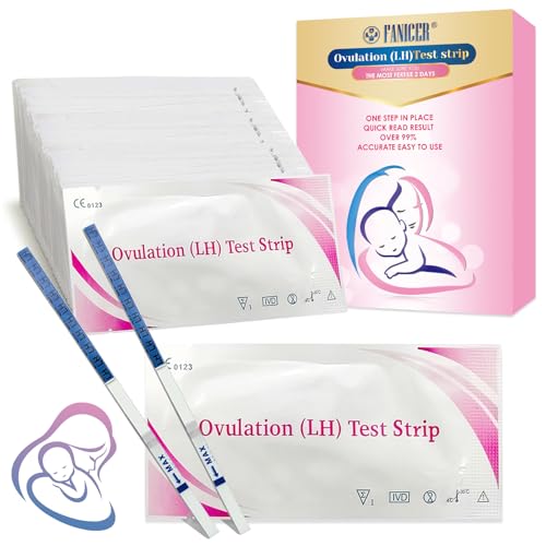 50 Stück Ovulationstest Streifen, Ovaluationstests, Kinderwunsch Ovulationstest, Empfindliche Ovulationstests, 25 miu/ml optimaler Sensitivität, Fruchtbarkeitstest für Frauen Eisprung