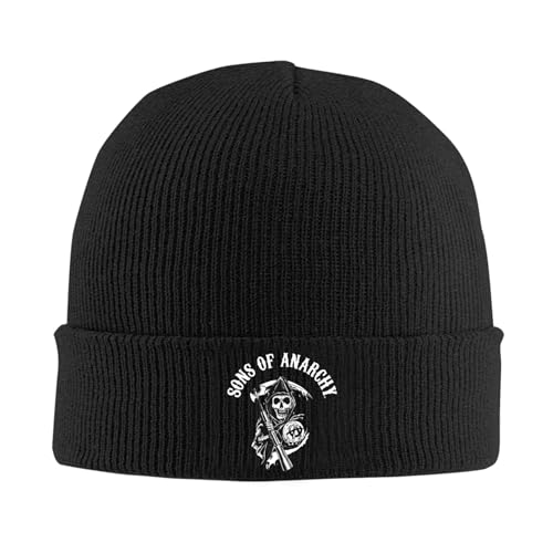 RATKATU Beanie Mütze Sons Damen Herren of Mode An*arc&hy Knit Feinstrick Mütze Wintermütze Strickmütze für Frauen Männer Unisex Cuffed Hats Weich & Warm Fans Geschenke Merch