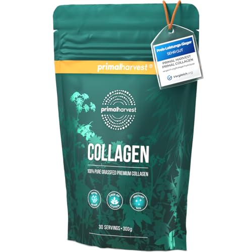 Collagen Pulver von Primal Harvest - Bioaktives Premium Collagen Complex, nachhaltige Grasfütterung, Kollagen Hydrolysat, Geschmacksneutral, optimale Löslichkeit (Collagen (30 Portionen)
