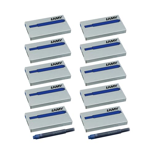 LAMY T10 10er Set löschbare Tintenpatronen mit großem Tintenvorrat - geeignet für alle Lamy Patronenfüllhaltermodelle - Inhalt 1,25ml je Patrone - 5 Stück pro Päckchen - Tintenfarbe blau