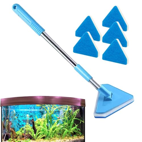 Zopoee Aquarium Reinigungsbürste, Schaber Reinigungstool Mit Verlängerbarem Griff, Aq-arium Scheibenreiniger/Algenentferner Für Reinigen Von Aquariumglas