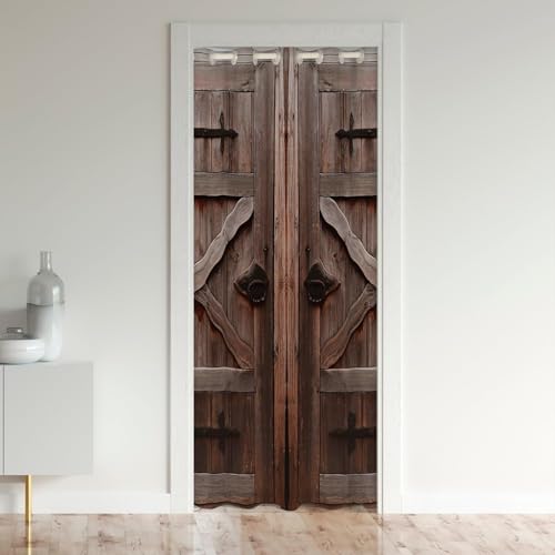 Rustikale Holz Tür Privatsphäre Tür Vorhang 1 Panel, Kabine Tür Bauernhaus Stil Tür Vorhang für Schrank Schlafzimmer Küche Privatsphäre Dekor, H203 x B86 cm