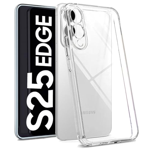 Oprimio Kristallklar Hülle für Samsung S25 Edge [Silikon Hülle] [%100 Durchsichtig] [Deutsche Material] [Ultra Dünn] Klar Handyhülle für Samsung Galaxy S25 Edge
