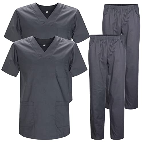 MISEMIYA - Pack * 2 Pcs - Unisex-Schrubb-Set - Medizinische Uniform mit Oberteil und Hose ref.2-8178 - X-Large, Grau 22
