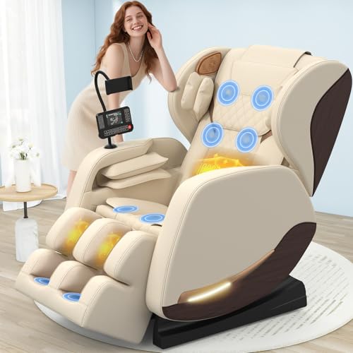 yewglen Ganzkörper Massagesessel mit Wärmefunktion,14 Ganzkörper-Massagerollen,8 Airbags,Schwerelosigkeit,Bluetooth-Lautsprecher,12 cm verstellbare Fußstütze,Touchscreen-Controller