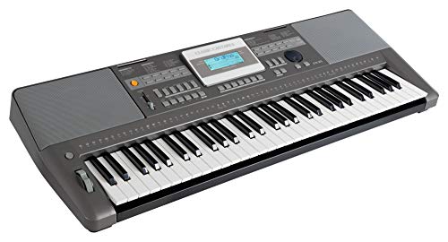 Classic Cantabile CPK-303 Keyboard - 61 Tasten mit Anschlagdynamik - 508 Klänge und 180 Begleitrhythmen - Anschlüsse für Kopfhörer und Sustain-Pedal - grau