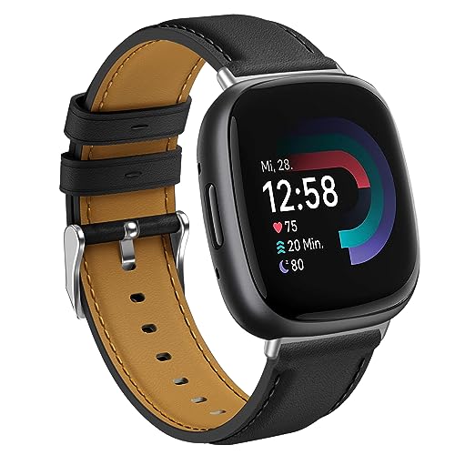 Hatolove Kompatibel mit Fitbit Versa 4/3 Armband, Weiches Leder Armband für Fitbit Versa 4/3/Sense/Sense 2 - Herren & Damen
